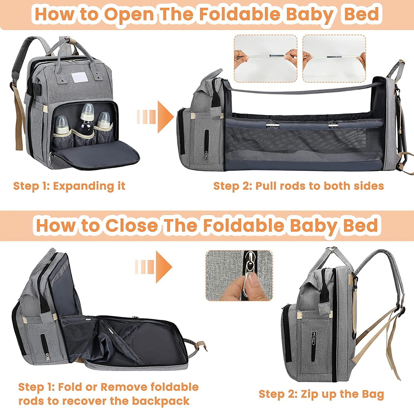 Sac à langer portatif | Berceau de voyage BabyNappy™ - Boutchou et Ma