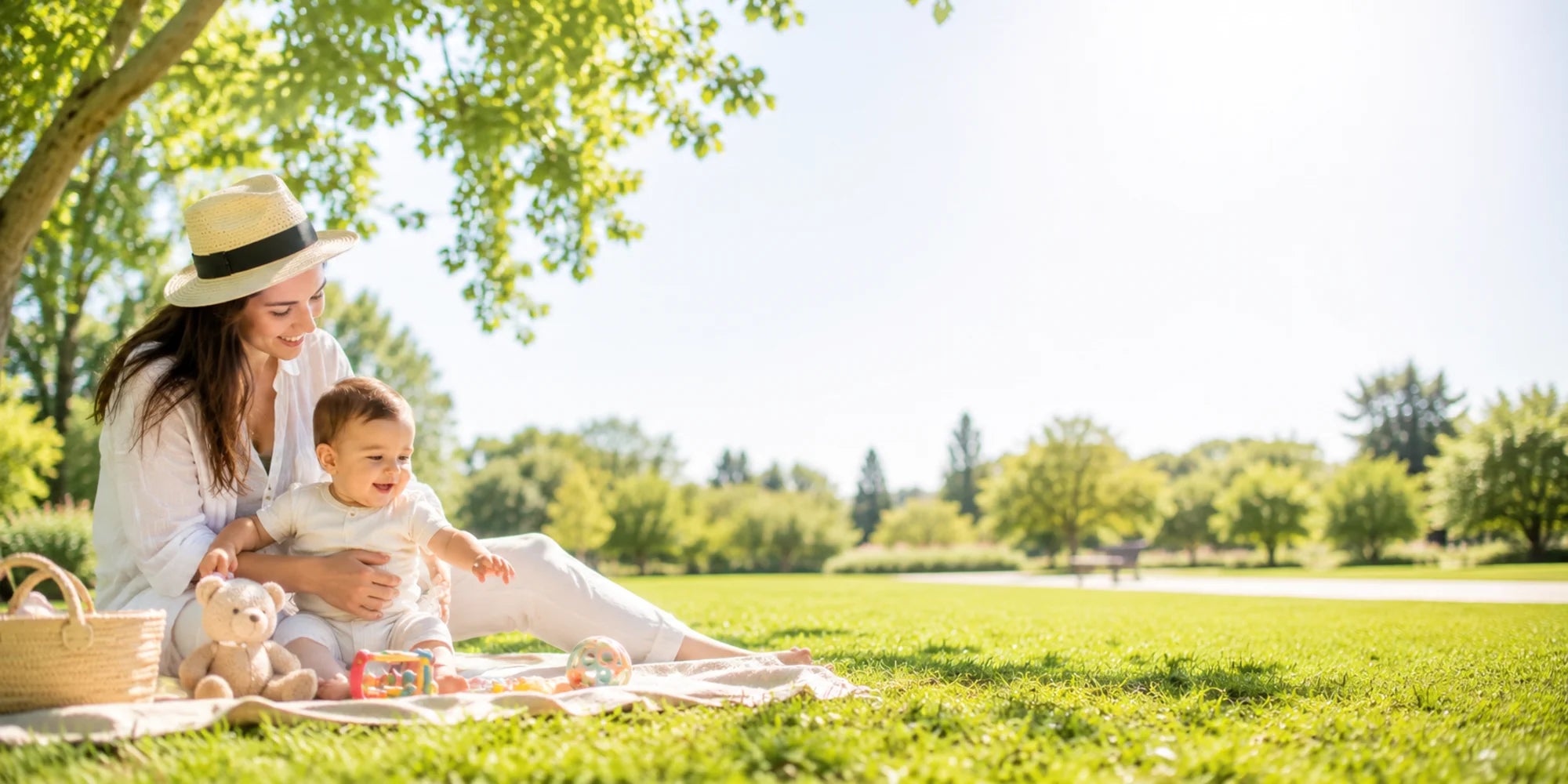 Bébé et maman au parc